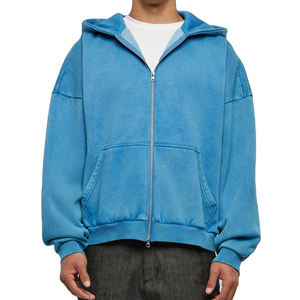 Sudadera con Capucha Personalizada de Lujo, Estilo Urbano, Felpa, Lisa, Vintage, Holgada, Lavada al Ácido, Desteñida por el Sol, Desgastada, con Cierre - Product Image 1