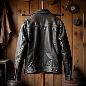Men's Winter Genuine Leather jacket <b>Sherpa</b> <b>Lined</b> jacket - Product Image 4