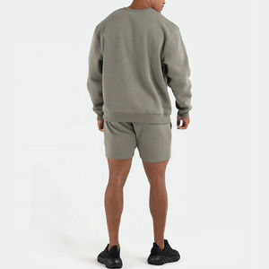 Pull-over personnalisé de haute qualité pour hommes, coupe décontractée, épaules tombantes avec col rond uni, fabriqué en polaire polyester et coton - Product Image 4