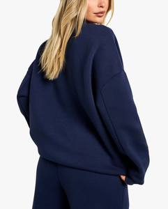 Sudadera de gran tamaño Lisa OEM de alta calidad para mujer, cuello redondo hecho a medida, ropa informal de gran tamaño, sudaderas con capucha para mujer - Product Image 5