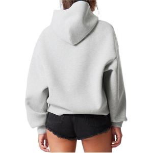 Sweats à capuche respirants pour femmes avec logo personnalisé Design à épaules tombantes Broderie 3D et techniques de lavage à l'acide Col à capuche - Product Image 6