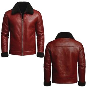 Veste en cuir d'agneau véritable pour homme, conçue pour les performances hivernales, avec doublure en peau de mouton entière et une finition extérieure élégante et intemporelle - Product Image 5