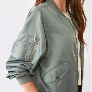 แจ็คเก็ตบอมเบอร์ผู้หญิงแบบเรียบ ซิปธรรมดา สินค้าขายดี แจ็คเก็ตบอมเบอร์แฟชั่นผู้หญิง พร้อมโลโก้สั่งทำ - Product Image 6