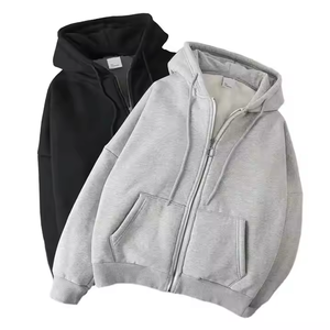 380gsm Sudaderas con capucha para mujer Sudadera con capucha de manga larga con cordón Heavyweight Solid Zip up Sudadera con capucha para mujer - Product Image 1