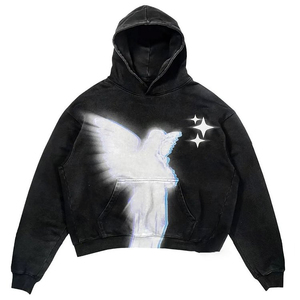 <b>TEX</b> Custom Men's Boxy Hoodie 100% Cotton French Terry High Quality Pullover Washed Distressed Acid Washed Vintage Print XS - Product Image 3