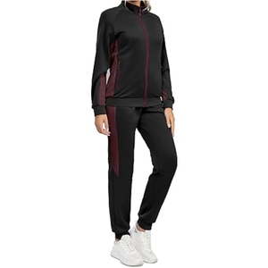 Survêtements personnalisés pour femmes, coupe régulière, grande taille, ensemble deux pièces, imprimé, streetwear décontracté, couleur unie, polyester/coton - Product Image 1