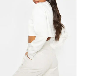 เสื้อครอปมีฮู้ดของผู้หญิงเสื้อเอวลอยแบบลำลองพิมพ์ลายโลโก้ออกแบบได้ตามที่ต้องการ - Product Image 6