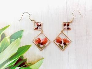 Pendientes colgantes de resina floral para mujeres y niñas, pendientes de resina de estilo bohemio, pendientes de resina ligeros a la moda - Product Image 6