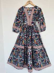 Classic Trending Western Cotton Long Maxi Casual <b>Dresses</b> for Women Ladies Cute Pattern outfit in custom Design Outfit items set - Product Image 3