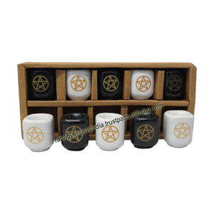 Portavelas de cerámica con diseño de Pentáculo ecológico de calidad superior para la meditación navideña, decoración del hogar - Product Image 3