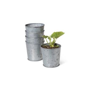 Jardineras Fabricantes Decoración Pequeño Florero de metal antiguo Maceta Cubo galvanizado Florero de jardín de estaño con asas - Product Image 3
