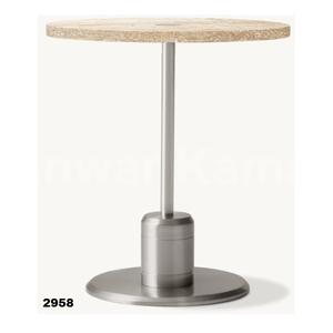 โต๊ะข้างสแตนเลสสตีลหินอ่อนแข็งทำด้วยมือสีเงินพร้อมโต๊ะชาและกาแฟสำหรับสำนักงาน - Product Image 1