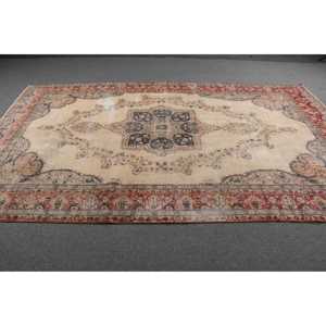 Tapis turc, tapis vintage 6,8x10,9 pieds, tapis en laine rouge style sud-ouest - Product Image 3