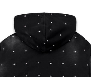 Sudadera con capucha de algodón pesado de gran tamaño personalizada Boxy Fit Acid Wash Sun Faded Men Sudadera con logotipo de diamantes de imitación - Product Image 4