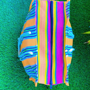 Sacs à provisions indiens écologiques multicolores tissés en nylon recyclé rayé pochettes du marché fabriqués en Inde matériau PP - Product Image 1