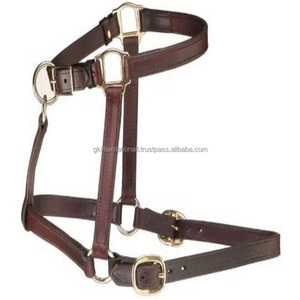 Licou de cheval en cuir véritable marron fabriqué en inde, double couture, peau de vache rembourrée sur mesure, licou de cheval en laiton - Product Image 3