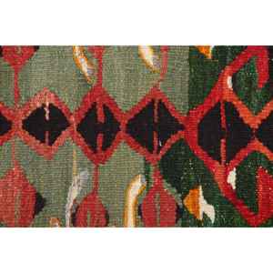 Tapis turc vintage 3,7x4,3 pi (113x130 cm), tapis en laine rouge à imprimé animal - Product Image 4