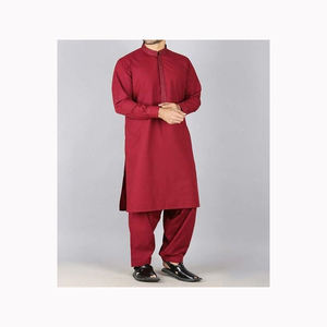 2024 été haute qualité respirant nouveau Design pakistanais vêtements ethniques pour hommes-couleur unie deux pièces Robe musulmane - Product Image 2
