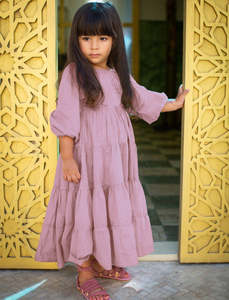 Hot Sale Products Summer Kids Clothing Elegant Western Children's Wear Baby <b>Long</b> Sleeve Dust Pink Girls Dress - Product Image 2