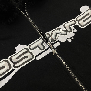 แจ็คเก็ตมีฮู้ดสำหรับทั้งชายและหญิง, 420gsm เฟรนช์เทอร์รี่ผ้าฝ้ายเทียมมีฮู้ดปักลายสำหรับทั้งชายและหญิง - Product Image 2