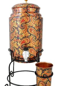 Natural Polished Copper <b>Water</b> <b>Dispenser</b> and One <b>Glass</b> With Iron Black Powder Coated Designer Stand - Product Image 4