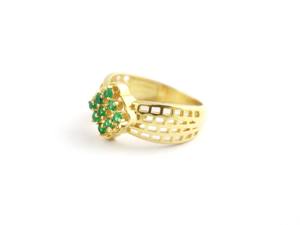 Anillo de Compromiso y Matrimonio de Plata de Ley 925 con Ónix Verde y Chapado en Oro de 18k para Ella - Product Image 2