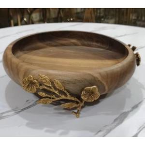 Industry Trending Customizable Logo Wood 4 Bowl With Metal Accents for Fruits or Salads,Serving Dish <b>Dinnerware</b> - Product Image 2