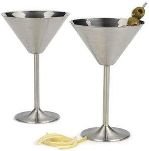 Copas de Martini de acero inoxidable con logotipo personalizado, elegantes copas de cóctel chapadas en metal para bodas, aniversarios, cenas y fiestas - Product Image 4