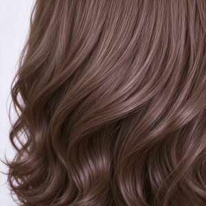 Short Ash Brown Fiber <b>Wig</b> Soft Curl <b>Synthetic</b> Hairpiece Natural Hairline Glueless Shoulder Length for Daily Wear - Product Image 6