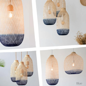 โคมไฟแขวนทำจากไม้ไผ่ทอมือสองสี สำหรับแสงสว่างในบ้านสไตล์โมเดิร์นรัสติก - Product Image 6