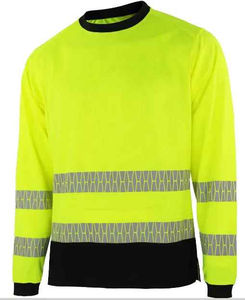 Chemise de travail boutonnée à manches longues pour polyester fluorescent haute visibilité Logo imprimé par transfert de chaleur personnalisé Sécurité réfléchissante - Product Image 1