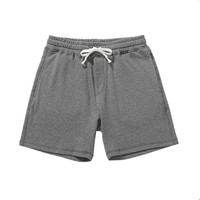 Shorts de sport décontractés en molleton pour homme, personnalisables, en lin/coton, épais, à taille élastique, avec poches, couleur unie, séchage rapide