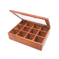 Boîte à thé artisanale en teck poli de qualité supérieure, style européen, écologique, pour la maison, rangement de vaisselle, antique, art indien exotique
