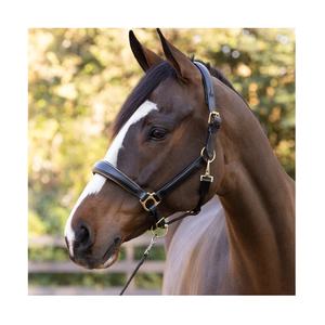 เชือกแขวนคอเบาะหนังสีดำทรงกรวยพร้อมท่อสีทองทองเหลืองสำหรับแข่งม้า - Product Image 1