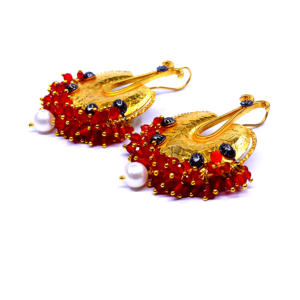 Pendientes de plata de ley 925 con perlas de cornalina, joyería elegante y tradicional de diseño - Product Image 3