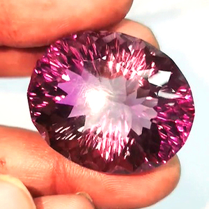 Amatista Natural de 33mm, corte láser ovalado, 115 Cts, lote de Iroc, venta de amatista brasileña de alta calidad, faceta de piedras preciosas sueltas para joyería - Product Image 4