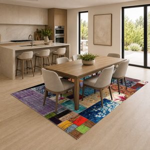 RUGS DEPOT LXDP-0263 Wholesale Multicolor Neutral Ethnic Kilim Digital Printed Machine Washable Chenille Area Rug Non <b>Slip</b> - Product Image 4