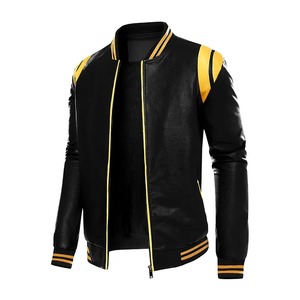 Otoño Invierno nuevos hombres de alta calidad Biker chaqueta de cuero Casual motocicleta Slim PU abrigo con tela de lona cálida - Product Image 1