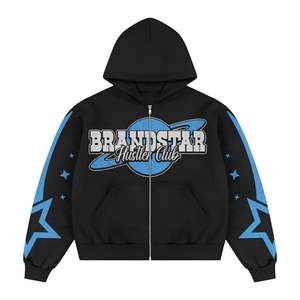 Sudaderas Extra Grandes de Felpa de Algodón Grueso 2026 para Hombre, Sudaderas con Cremallera, Sudadera con Estampado de Diamantes de Imitación y Logotipo Personalizado - Product Image 4