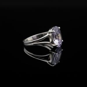 แหวนเงินแท้ 925 ประดับพลอยอะมีทิสต์ทรงรี ของขวัญสำหรับงานหมั้น งานแต่งงาน วันครบรอบ  สัญลักษณ์ทางศาสนาคริสต์ สำหรับคนเกิดเดือนกุมภาพันธ์ ใช้ในงานปาร์ตี้ - Product Image 2