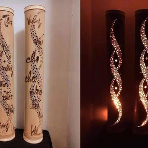 Customizable Bamboo Lamp with Engraved Patterns Best Price Home Office Lamp <b>Shades</b> According to Customer Requirements - Product Image 1