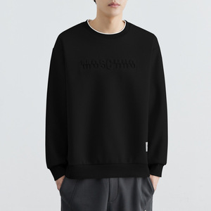 Sudadera con capucha y sudadera para hombre con cuello redondo y logotipo en relieve 3D personalizado liso en blanco - Product Image 1