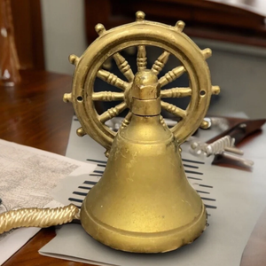 Trendy Vintage Nautical Brass Bell <b>Ship</b> <b>Wheel</b> Style Coastal Kitchen Wall Decor Quality Best Nautical <b>Ship</b> <b>Wheel</b> Handmade Decor - Product Image 1