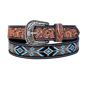 Unisex Multi-Color Beaded <b>Western</b> Argentina Cow Leather <b>Belt</b> Unique New Design Vintage Horse Brass Alloy Pin Buckle 40MM Latest - Product Image 5