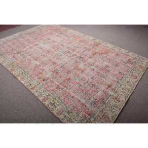 Tapis vintage, grand tapis de 6,2x9,6 pieds, tapis en laine rouge et bleu - Product Image 4