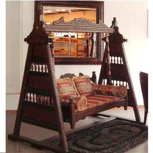 Jhoola Jhoola ชิงช้าไม้สีน้ำตาลล้วนดีไซน์โบราณแบบดั้งเดิมหรูหรากลางแจ้งแบบดั้งเดิม - Product Image 4