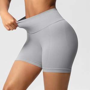 Shorts Deportivos de Cintura Alta con Efecto Levanta Glúteos, Transpirables, Elásticos, para Fitness, Running, Yoga, de Spandex y Nailon para Mujer, Color Sólido - Product Image 3