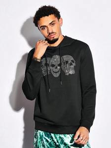 Meilleur matériel hommes strass sweats à capuche 100% coton polaire hiver léger séchage rapide respirant poches de haute qualité - Product Image 3