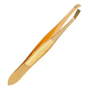 Pinzas para cejas con punta inclinada curvada de primera calidad, instrumento de belleza profesional de Pakistán, 2 años de garantía y servicio OEM - Product Image 2