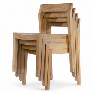 Chaises de salle à manger modernes en bois de teck Empilables Intérieur-Extérieur Café Restaurant Patio Meubles de jardin Vente en gros Chaises en bois Restaurants - Product Image 1